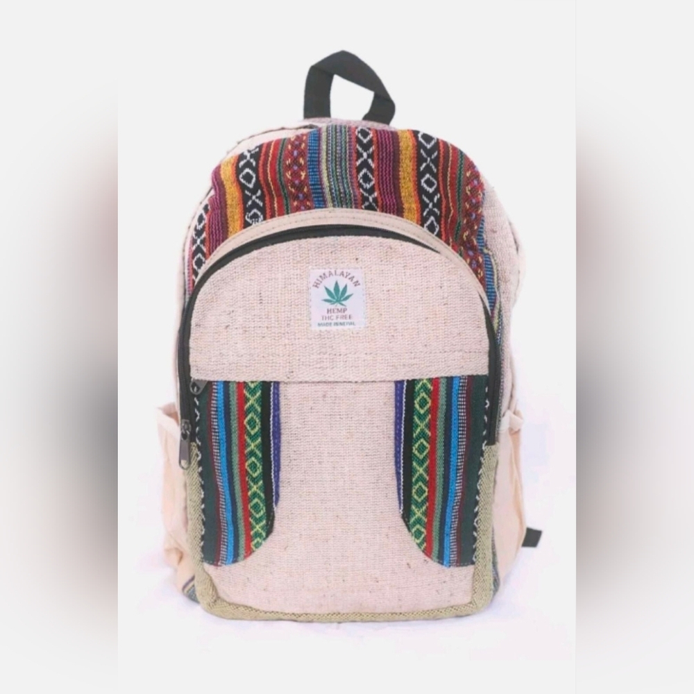 Colorful Handmade THC Free Pure Hemp Unisex Bag- Made in NEPAL, ONE SIZE